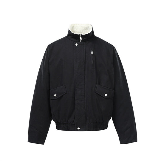Herren Kurzboxy Utility-Bomberjacke aus Canvas mit gesteppter Frontpasse und Stehkragen Shop Nory