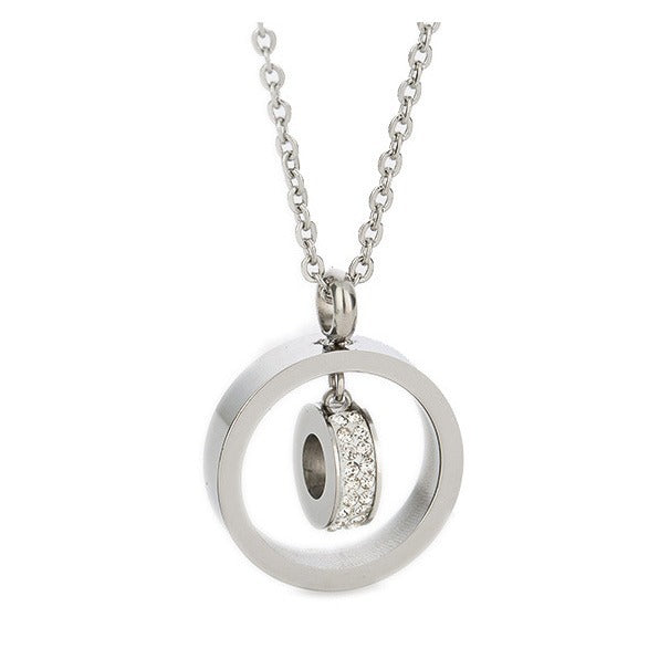 Damen Halskette mit modernem, schwebendem Anhänger und funkelndem Zirkonia Shop Nory