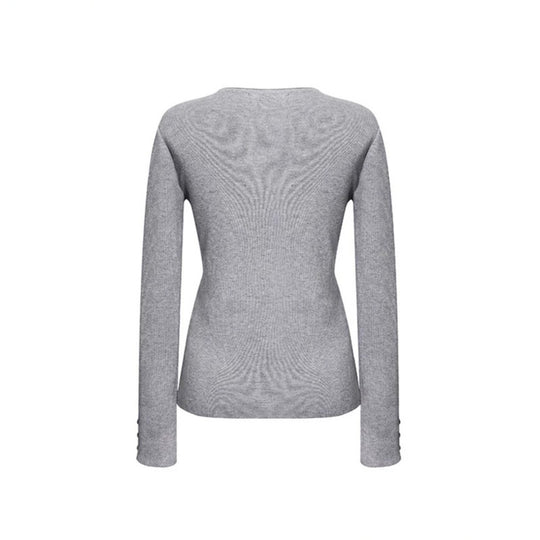 Damen Feinstrickpullover mit Rundausschnitt, schmaler Silhouette und Zierknopfärmeln Shop Nory