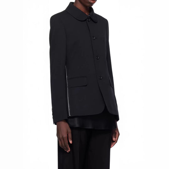 Damen Blazerjacke mit rundem Bubikragen, seitlichen Metallreißverschlüssen und Pattentaschen Shop Nory