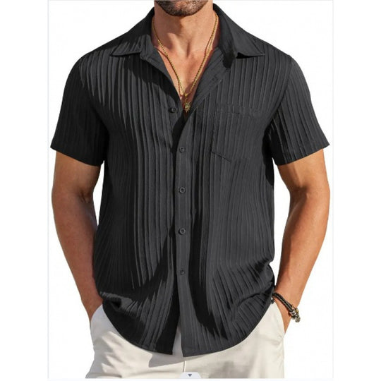 Herren Kurzarm Crinkle-Hemd mit Reverskragen und Brusttasche Shop Nory