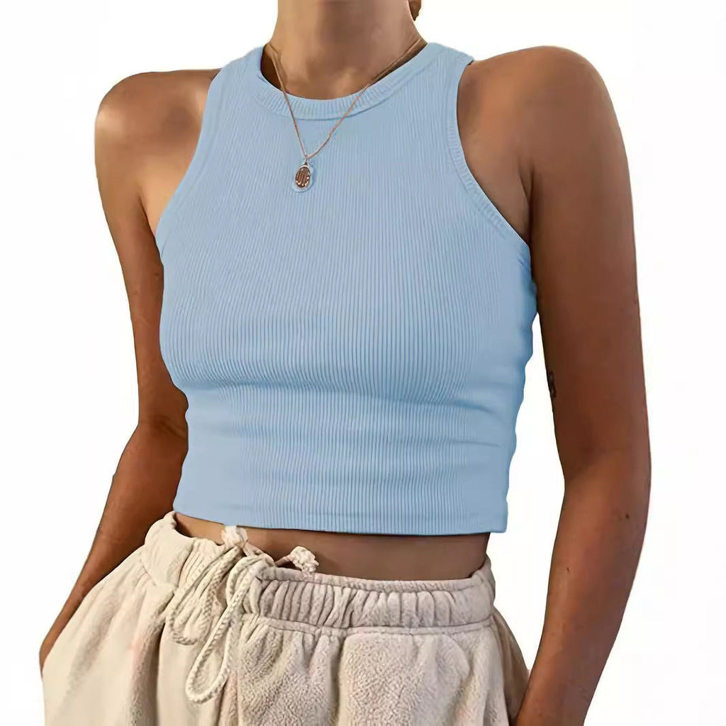 Damen eng anliegendes Crop-Top mit strukturiertem Rippdesign Shopnory