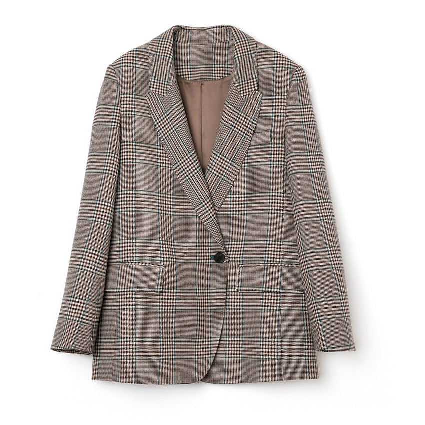 Damen Glencheck Oversize-Blazer mit strukturierter Schulter und Pattentaschen Shop Nory