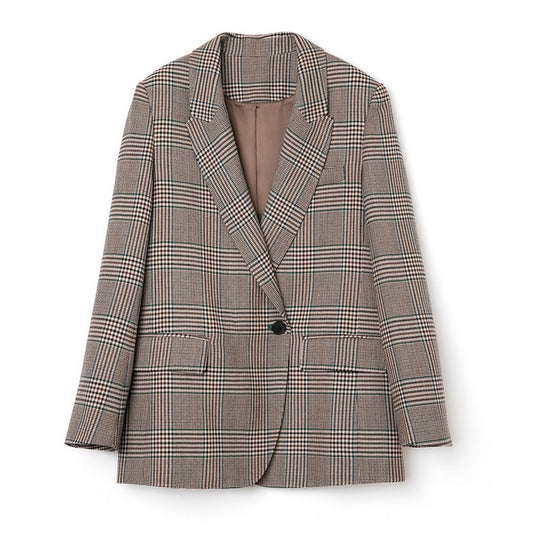 Damen Glencheck Oversize-Blazer mit strukturierter Schulter und Pattentaschen Shop Nory