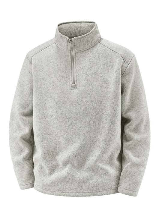Herren Thermischer Strick-Fleecepullover mit halbem Reißverschluss und Stehkragen Shop Nory