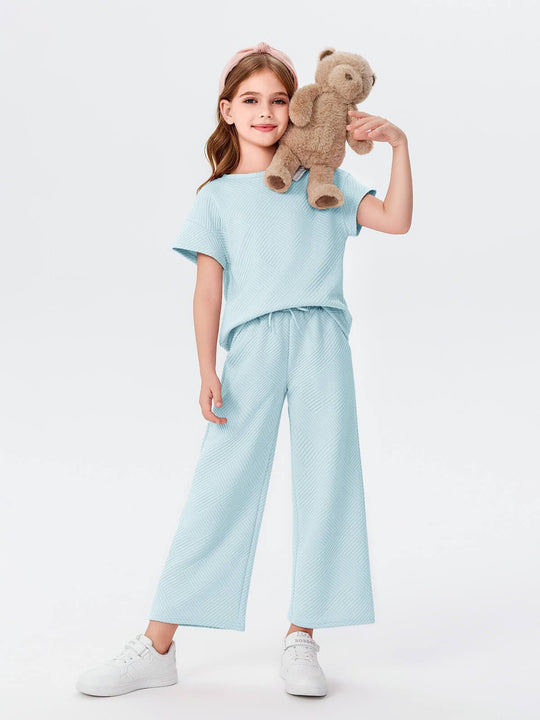 Damen lässiges Schlafanzug-Set mit weitem Oberteil und lockeren Hosen Shopnory