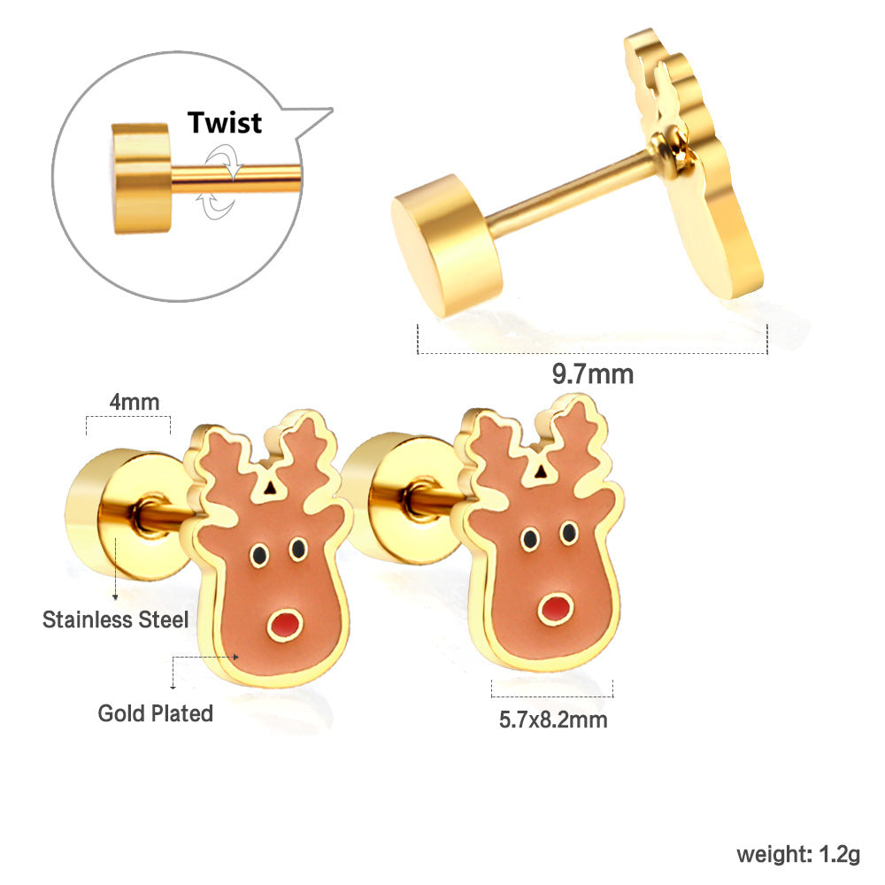 Damen Ohrstecker mit festlichem Weihnachtsmann-Design Shop Nory