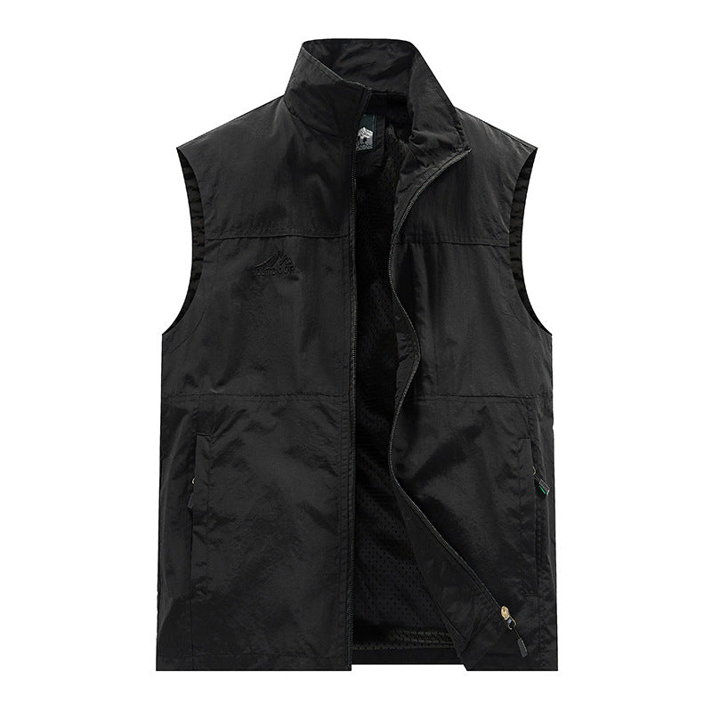 Herren Leichte Utility-Weste mit Mesh-Innenfutter, Reißverschluss und hohem Stehkragen Shop Nory