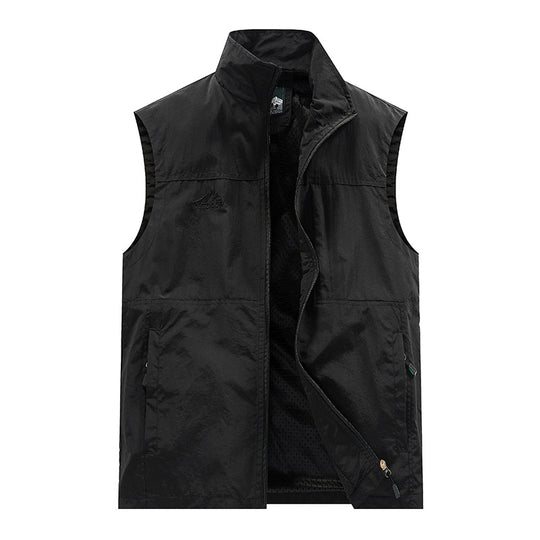 Herren Leichte Utility-Weste mit Mesh-Innenfutter, Reißverschluss und hohem Stehkragen Shop Nory