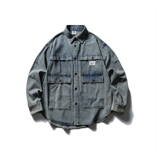 Unisex Oversized Denim‑Chorejacke im kastigen Boxy‑Cut mit großen Pattentaschen Shop Nory