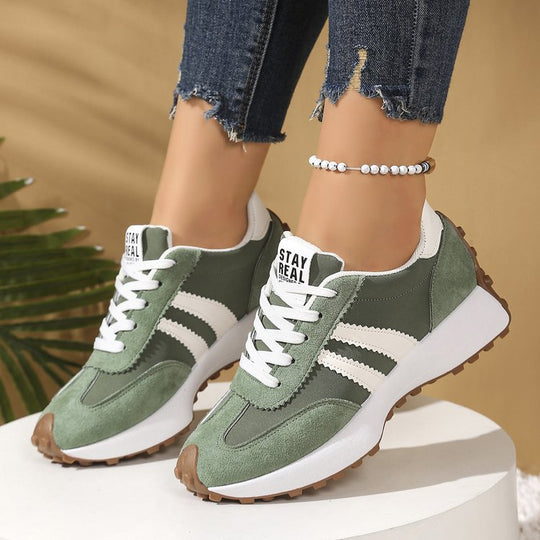 Damen Plateau-Laufsneaker mit Wildlederoptik und Leo-Akzenten Shop Nory
