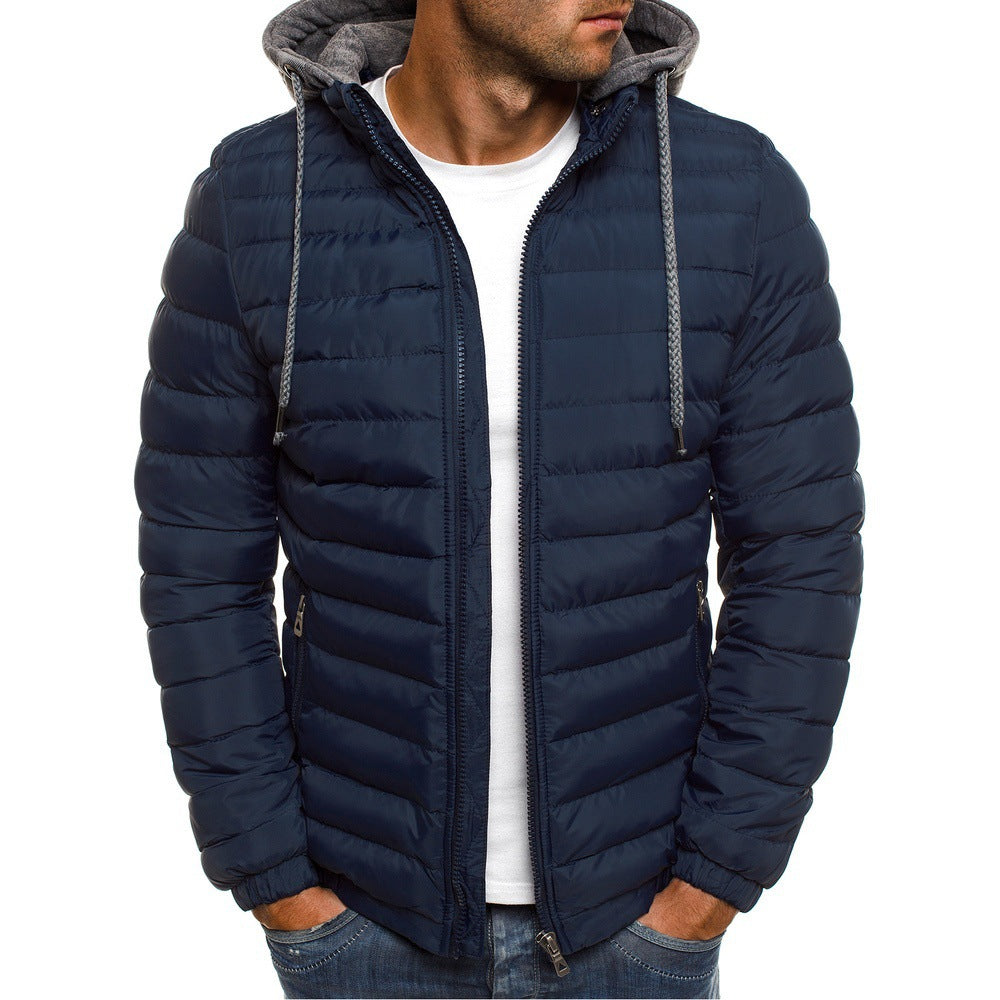 Herren Steppjacke mit abnehmbarer Kapuze und praktischem Innenfutter