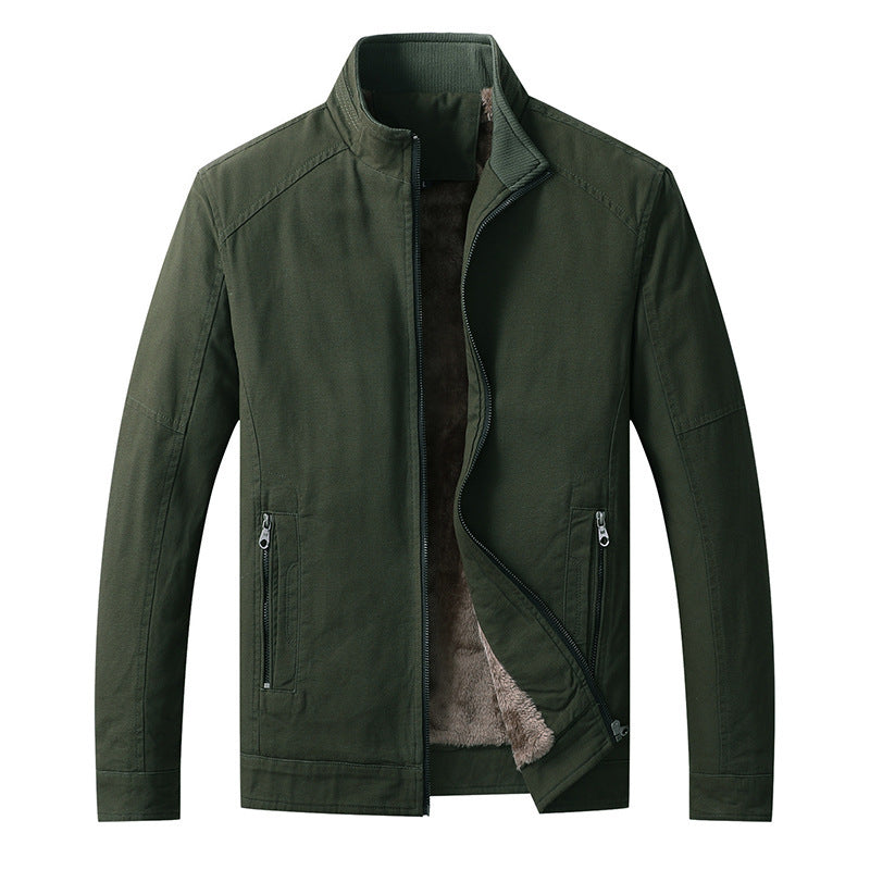 Herren Canvas-Fieldjacke mit Teddyfleece-Innenfutter, Stehkragen und Reißverschluss Shop Nory