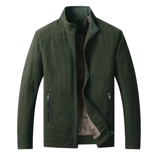 Herren Canvas-Fieldjacke mit Teddyfleece-Innenfutter, Stehkragen und Reißverschluss Shop Nory