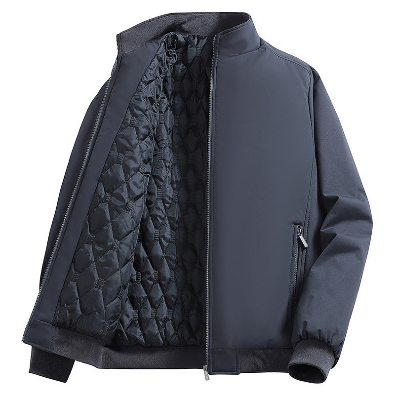 Herren Wattierte Bomberjacke mit Kunstfell-Innenfutter, Stehkragen und Reißverschluss Shop Nory