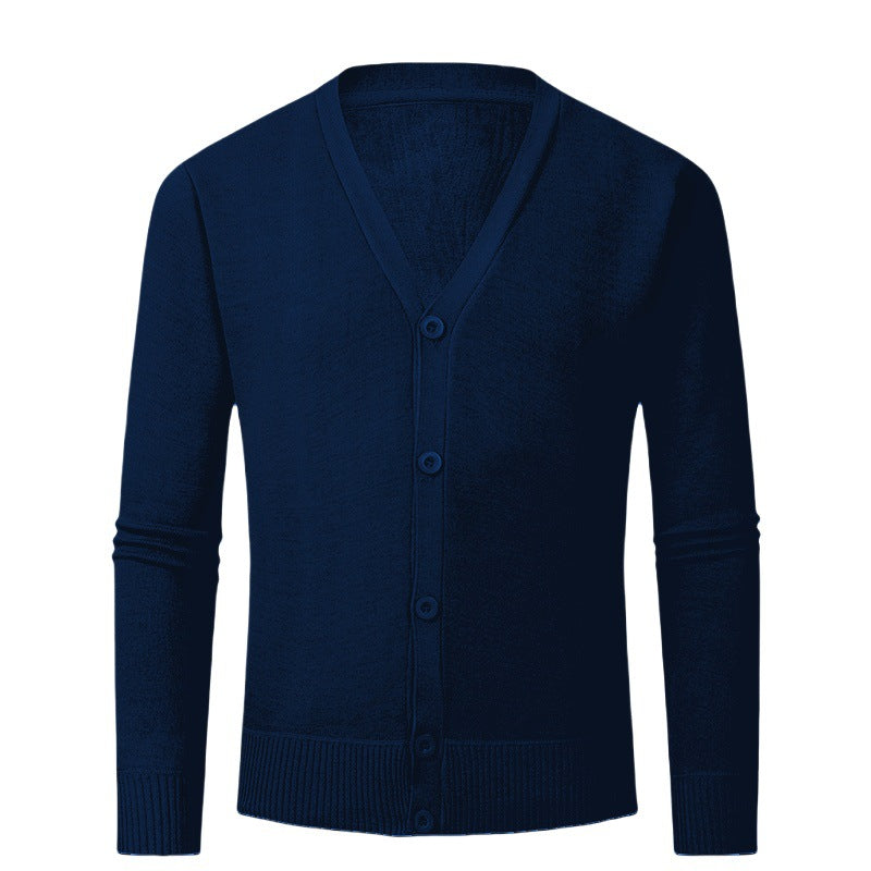 Herren Strickjacke mit V-Ausschnitt und knopflosem Design