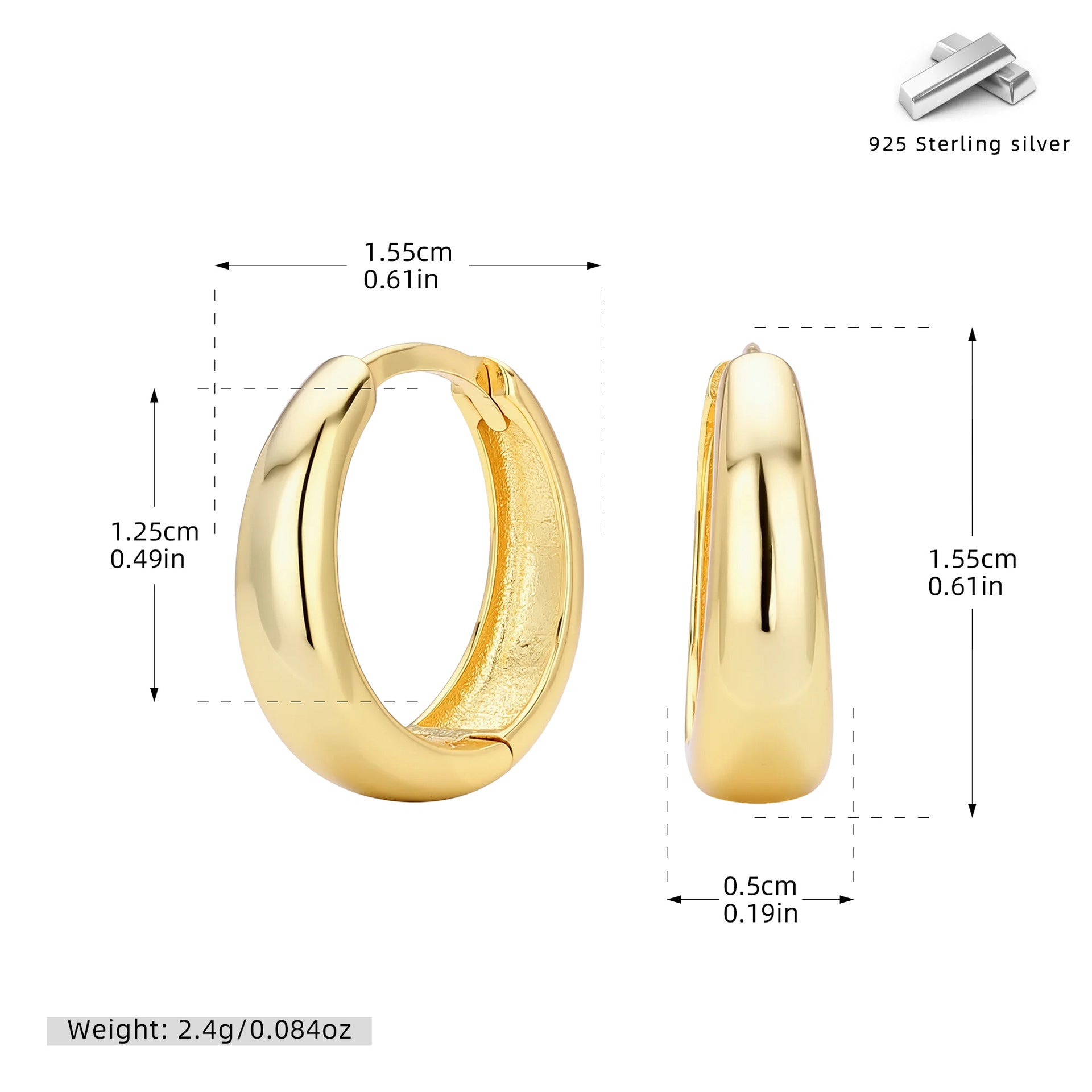 Damen Creolen mit elegantem geschwungenen Design aus 925 Sterling Silber Shop Nory
