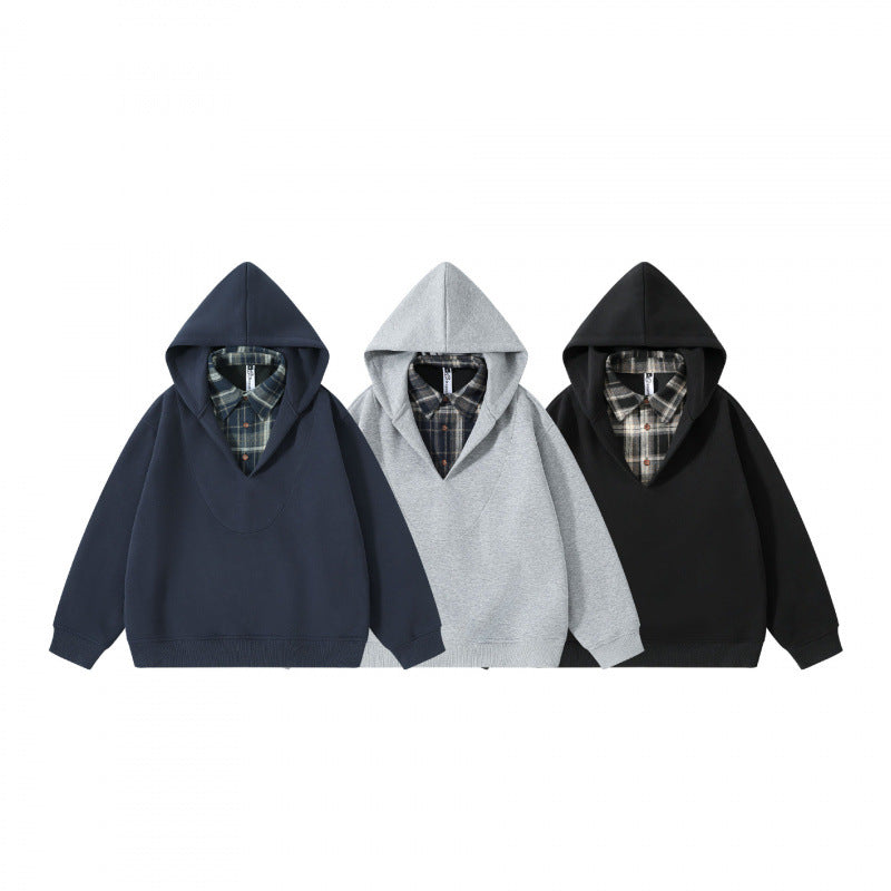 Unisex Oversize Kapuzenpullover mit integriertem Hemdkragen im Layering‑Look Shop Nory