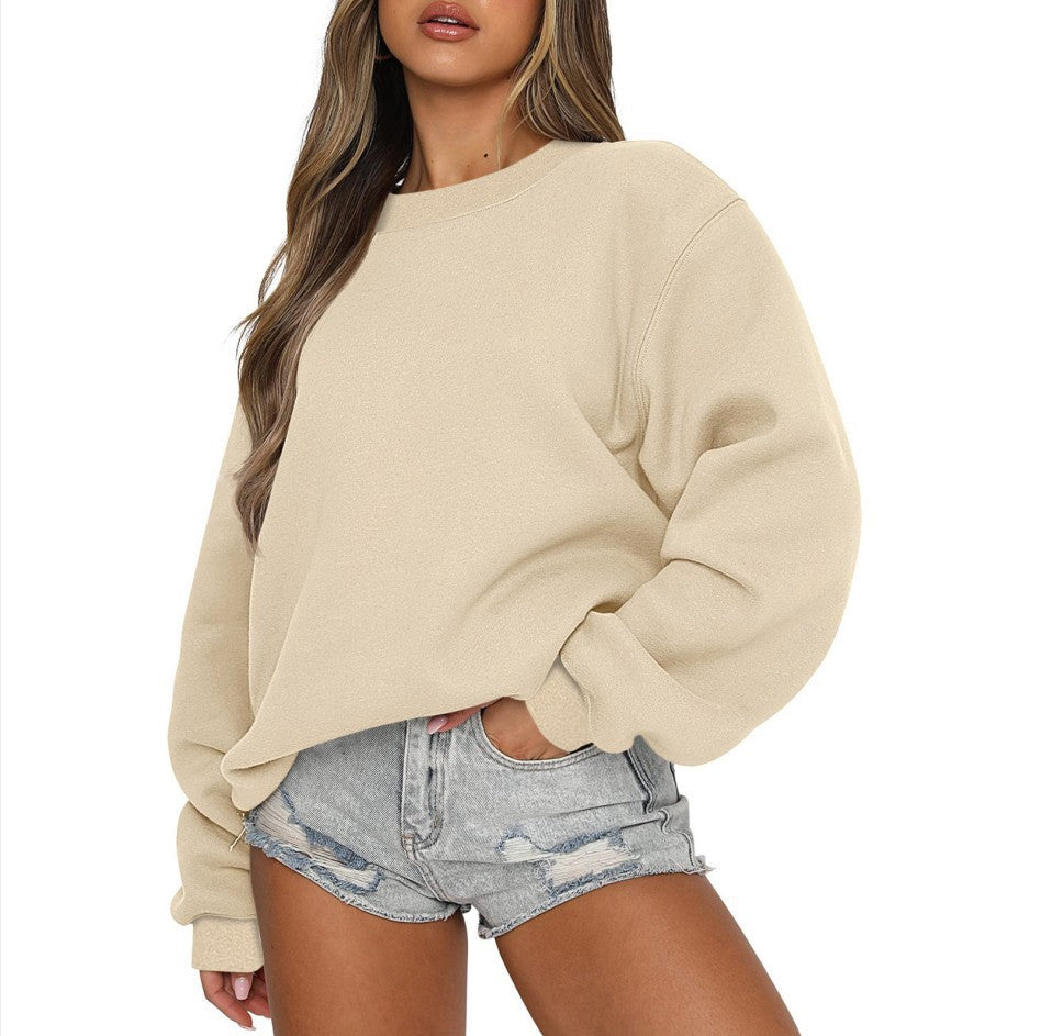 Damen nan oversized Rundhals-Sweatshirt aus Baumwollmix mit überschnittener Schulter, angerauter Innenseite und elastischen Bündchen Shop Nory