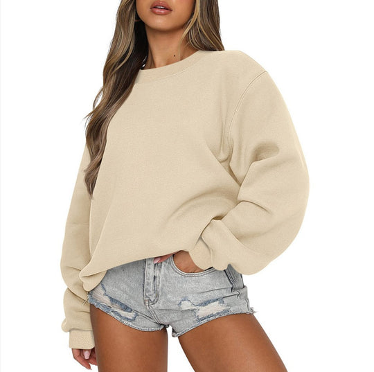 Damen nan oversized Rundhals-Sweatshirt aus Baumwollmix mit überschnittener Schulter, angerauter Innenseite und elastischen Bündchen Shop Nory