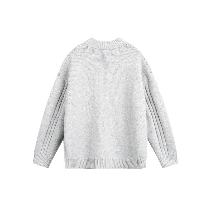 Damen Grobgestrickter Zopf‑Strickpullover mit Henley‑Knopfleiste und Stehkragen Shop Nory
