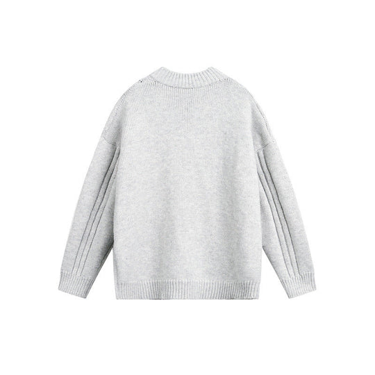 Damen Grobgestrickter Zopf‑Strickpullover mit Henley‑Knopfleiste und Stehkragen Shop Nory