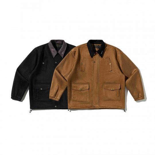Herren Kastenförmige Wollmix-Blousonjacke mit Cordkragen, Pattentaschen und Tunnelzugsaum Shop Nory