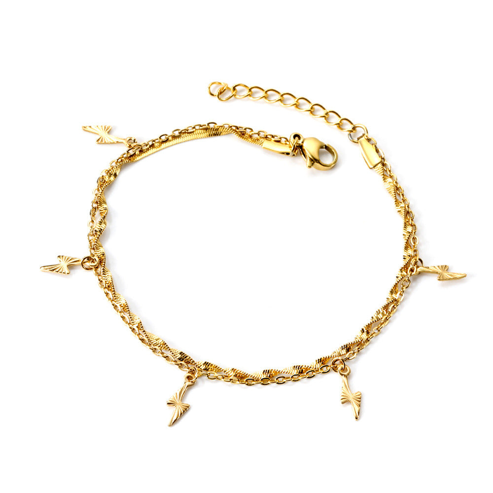 Damen zartes Armband mit erstellt Charm-Anhängern aus Edelstahl und goldplattierter Oberfläche Shop Nory