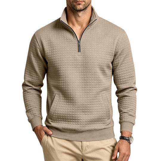 Herren Gesteppter Halbzip-Sweat mit Stehkragen und Kängurutasche Shop Nory