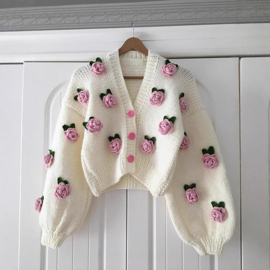Damen Verspielter Strickcardigan mit Kirschen-Design