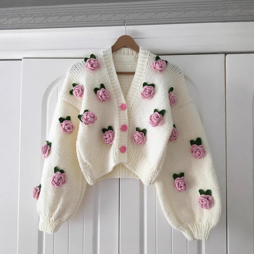 Damen Verspielter Strickcardigan mit Kirschen-Design