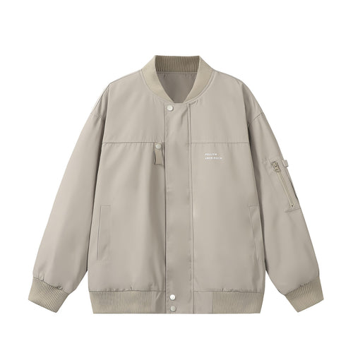 Unisex Kurz geschnittener wattierter Bomberblouson mit Reißverschluss‑Ärmeltasche und Rippbündchen Shop Nory