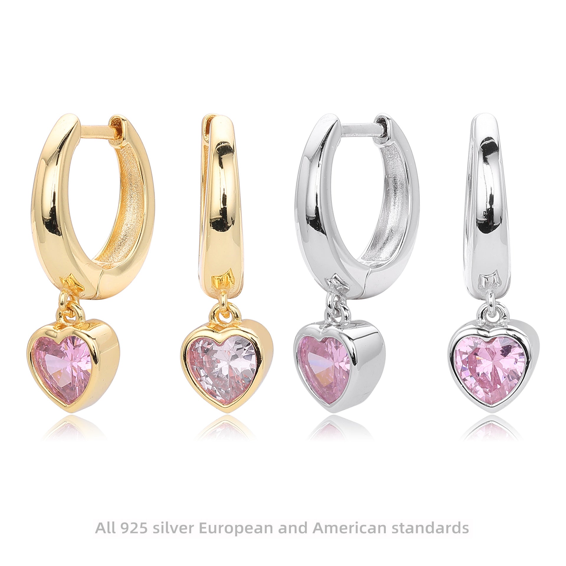 Damen Ohrhänger mit herzförmigen Zirkonsteinen und elegantem Goldfinish Shop Nory