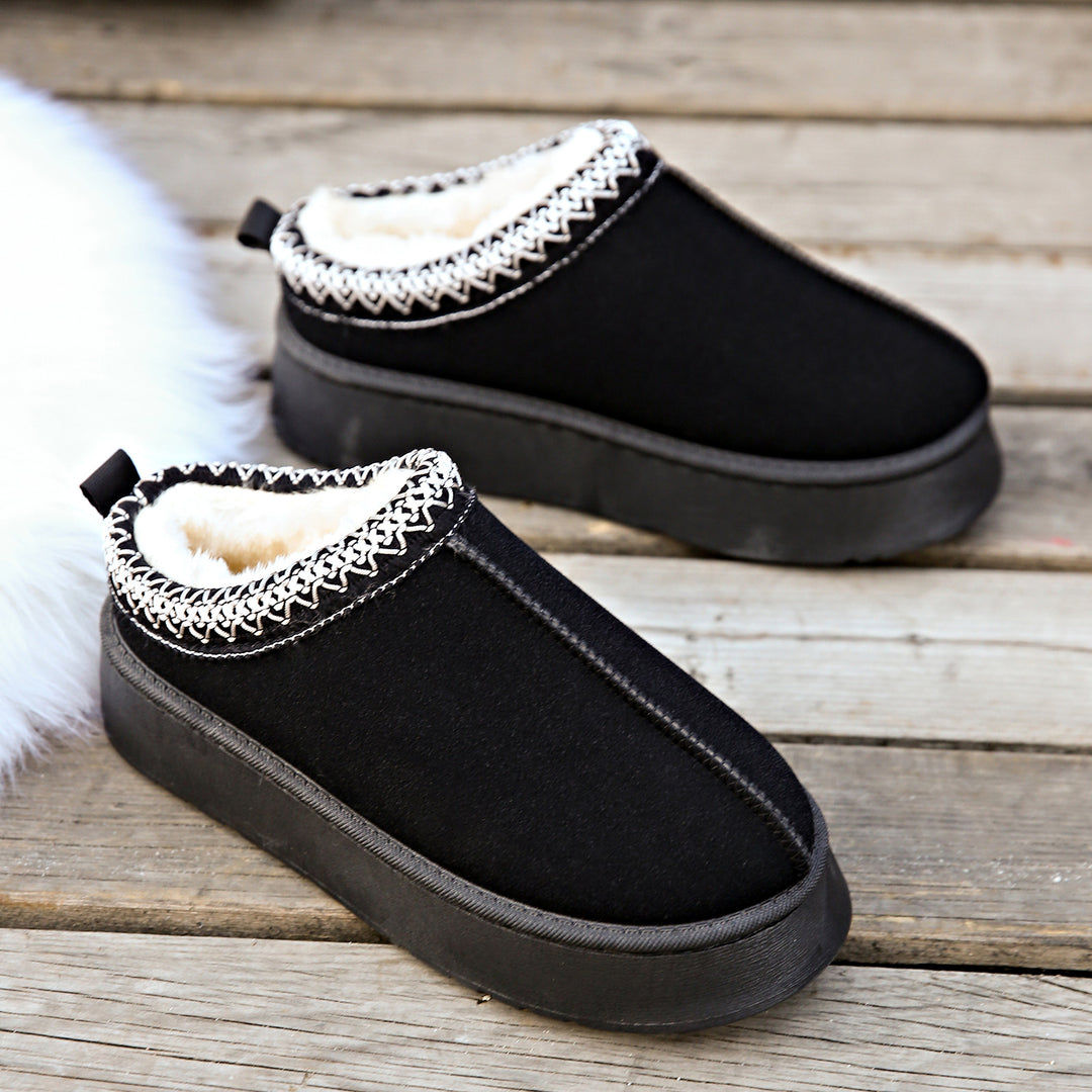 Damen Gefütterte Hausschuhe-Mules mit Teddyfutter und dekorativem Strickbesatz Shop Nory