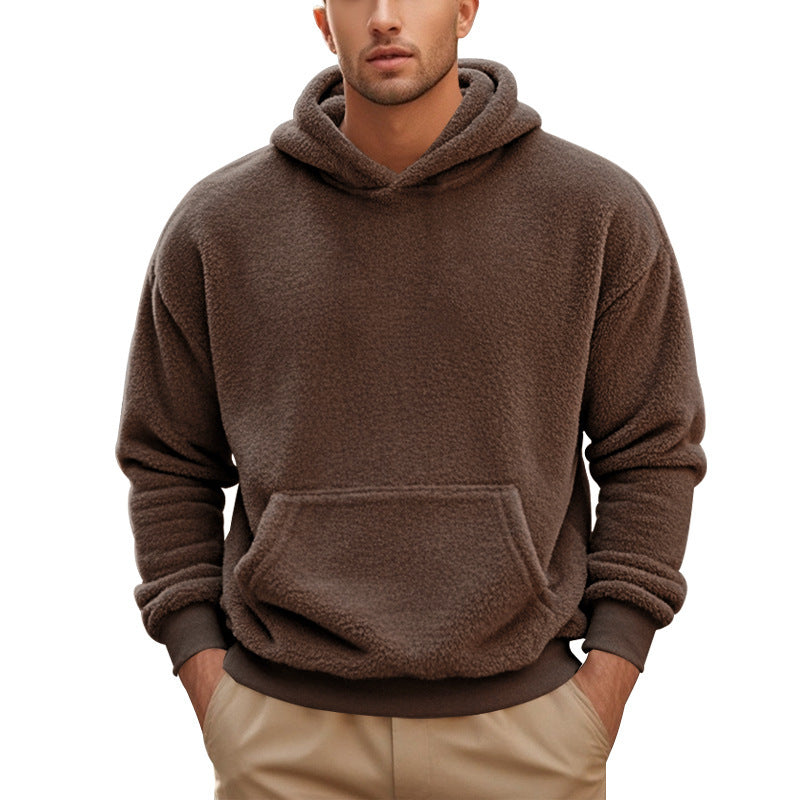 Herren nan kuscheliger Sherpa-Fleece Kapuzenpullover mit Kängurutasche und elastischen Bündchen Shop Nory