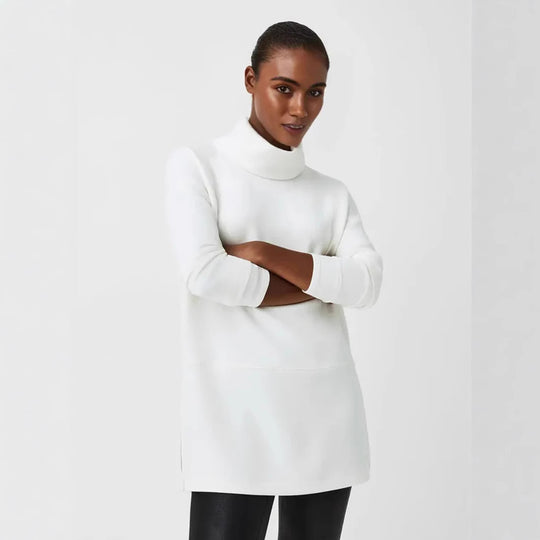 Damen Cozy Funnel Neck Tunika Pullover mit Übergrößen-Schnitt und seitlichen Schlitzen Shop Nory