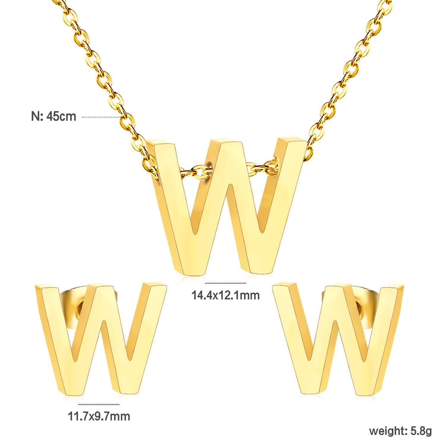 Damen Schmuckset mit K-Anhänger und passenden Ohrsteckern Shop Nory