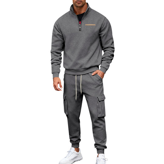 Herren Zip-Pullover- und Cargo-Jogger-Set aus weichem French-Terry Shop Nory