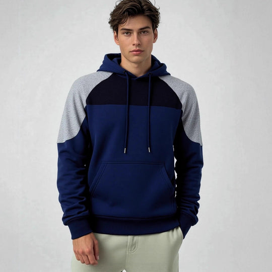 Herren Kapuzenpullover mit Struktur-Einsätzen und Kängurutasche Shop Nory