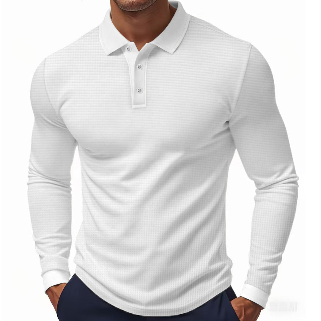 Herren Langarm-Polohemd mit strukturiertem GewShopnorye