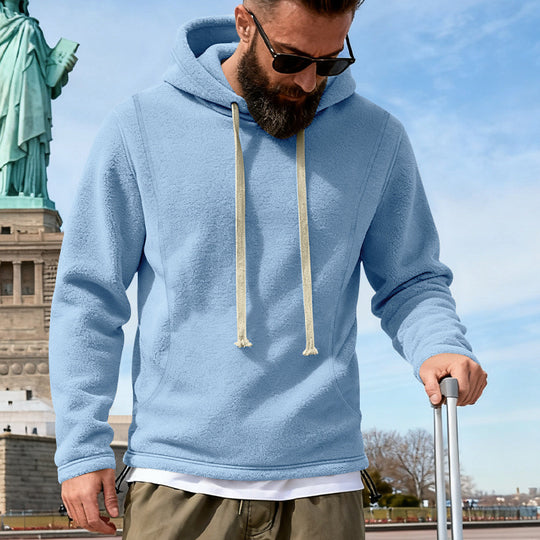 Herren Fleece-Hoodie mit Teddystruktur, Kapuze und entspannter Passform Shop Nory