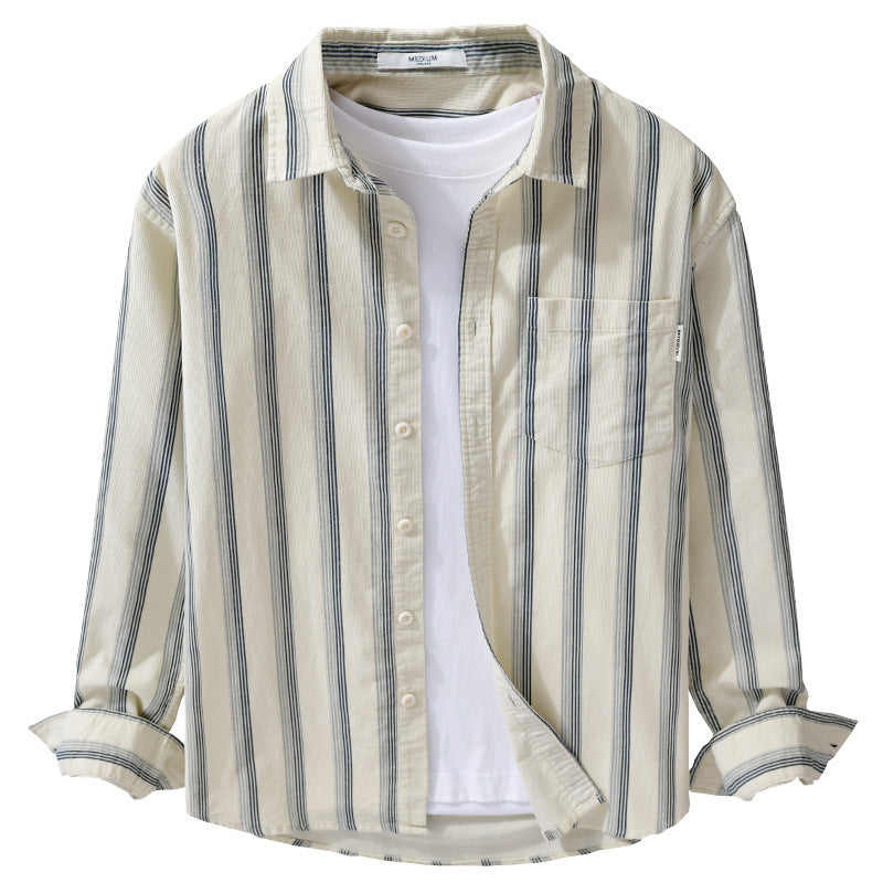 Herren Freizeithemd im Overshirt‑Stil aus leichtem Baumwollmix mit vertikalen Streifen Shop Nory
