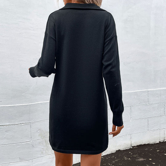 Damen Strickkleid mit Halbzipperkragen und legerer Tunika-Silhouette Shop Nory