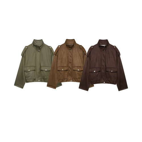 Damen Modische Kurzjacke mit Taschen