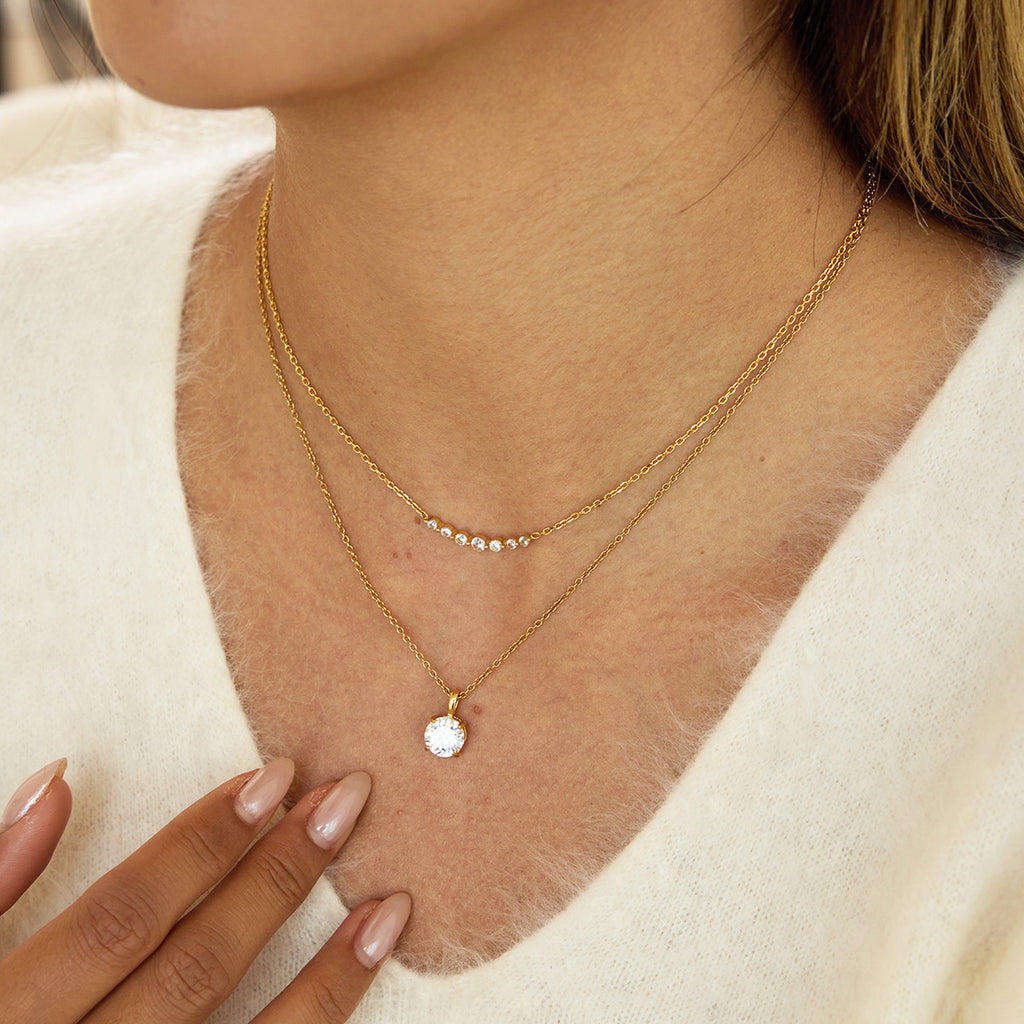 Damen Halskette mit funkelnden Zirkonia und verlängerbarem Design Shop Nory
