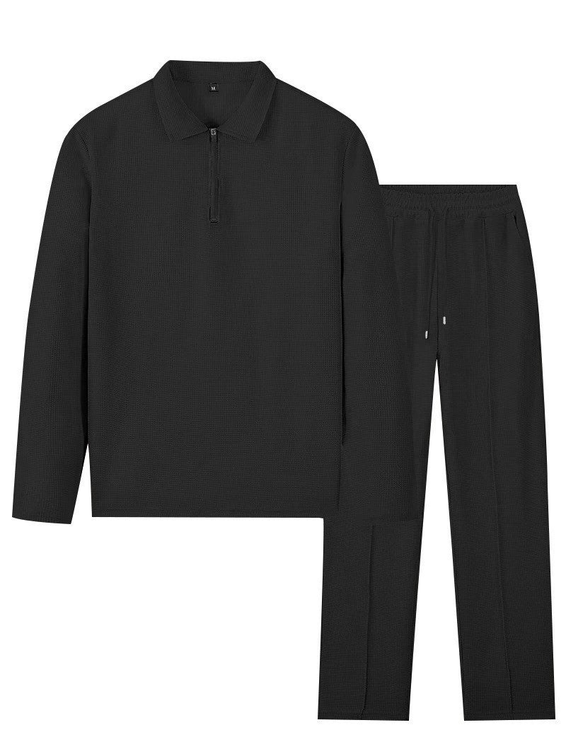 Herren Sportliches Relaxed-Fit Freizeitset mit Stehkragen