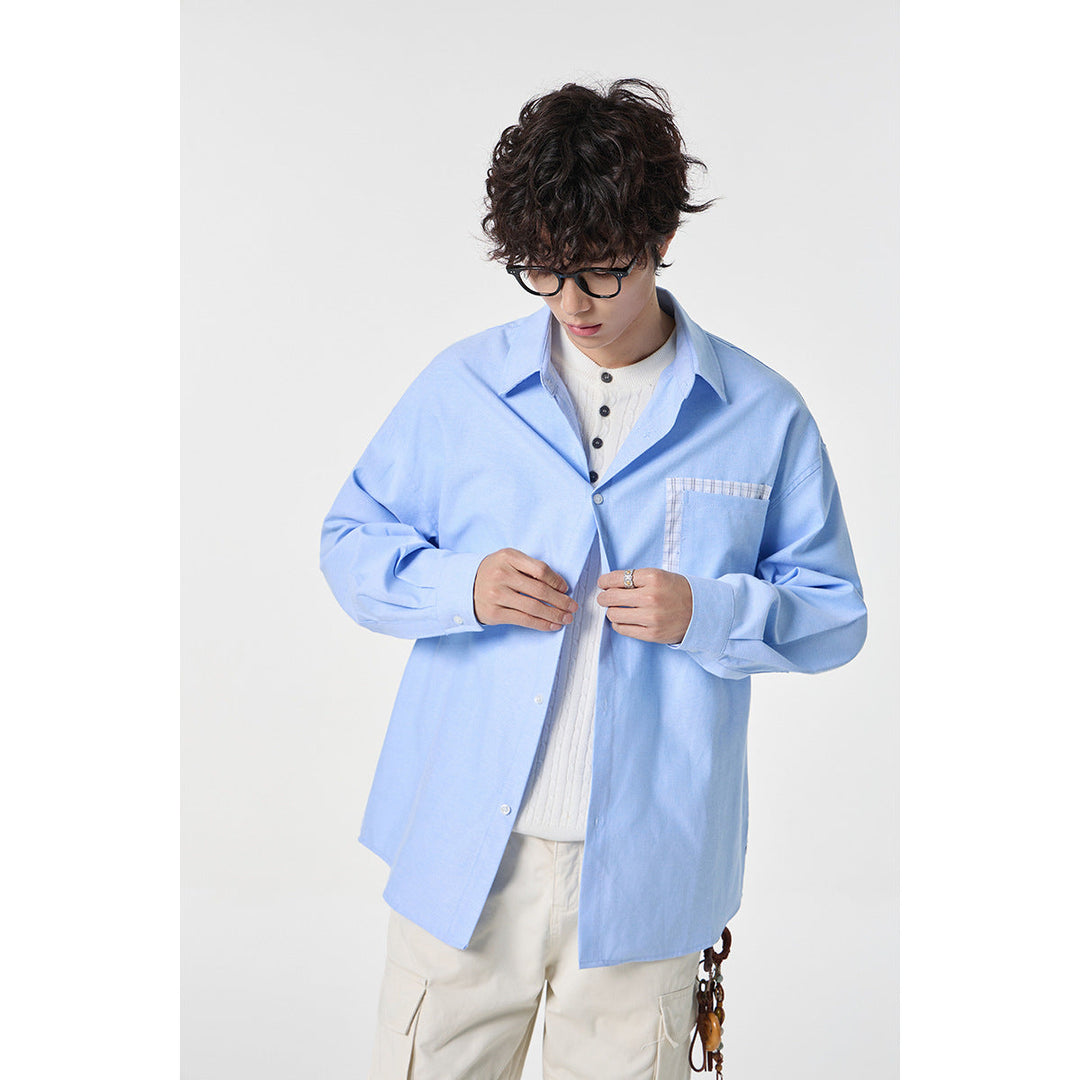Damen Oversize Baumwoll-Hemd mit Karobesatz an Brusttasche und Saum Shop Nory