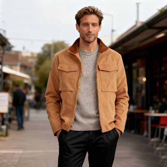 Herren Kurzjacke im Overshirt-Look mit zwei markanten Pattentaschen und Stehkragen Shop Nory
