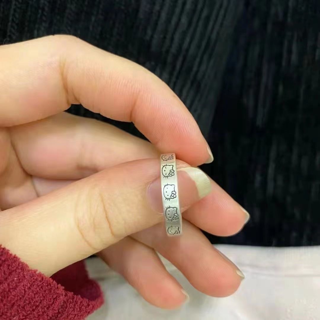 Damen modischer Ring mit stilvollem Hello Kitty Motiv Shop Nory
