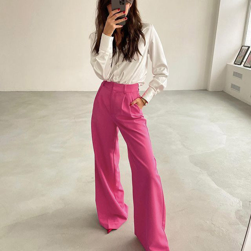 Damen Weite Palazzo-Hose mit eleganter Taillierung und modischem Schnitt
